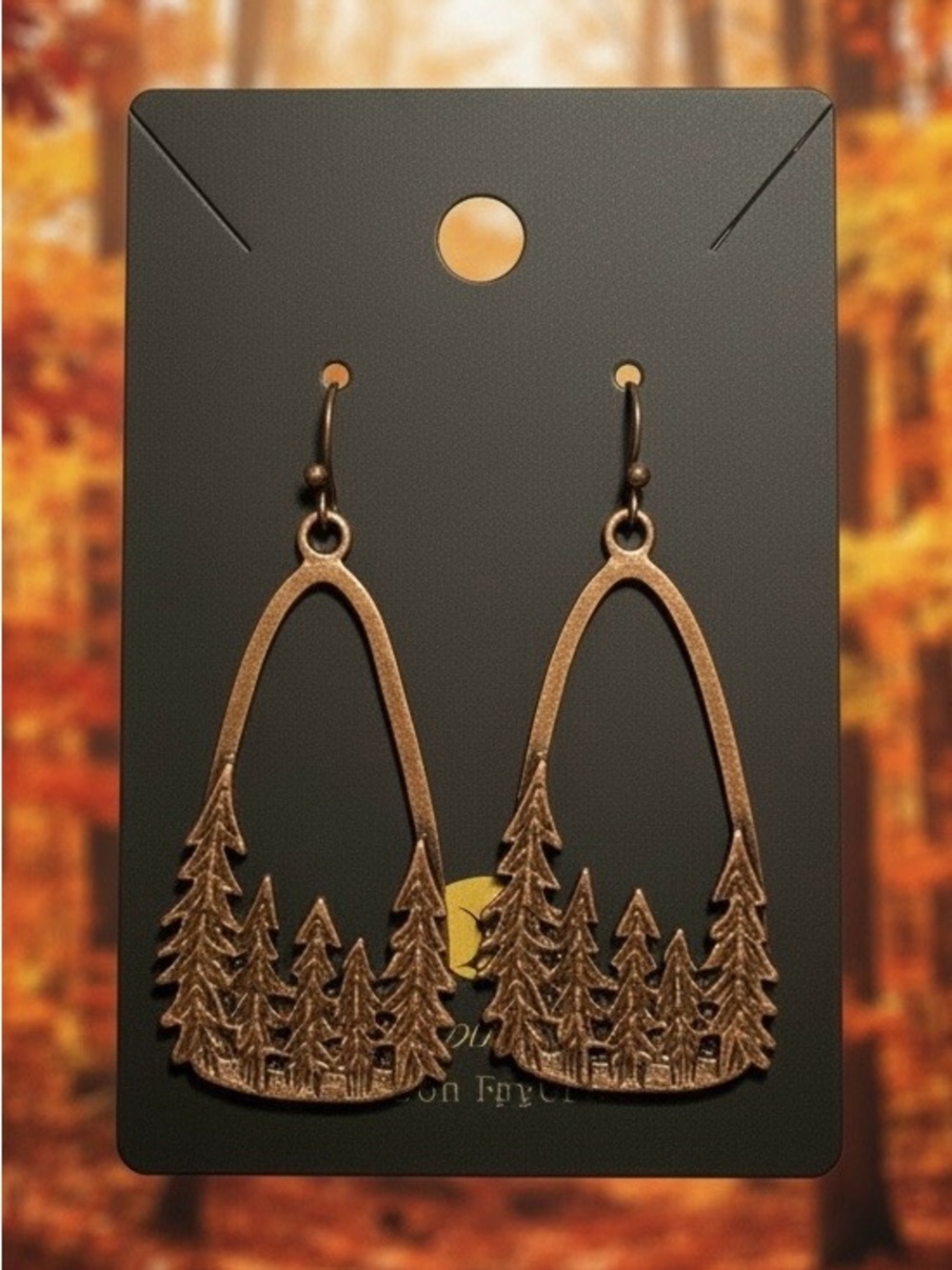 Antique Bronze Forest Dangle Earrings – Pine Tree Woodland Earrings